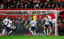 <p>Tottenham keeper Hugo Lloris makes a save</p>