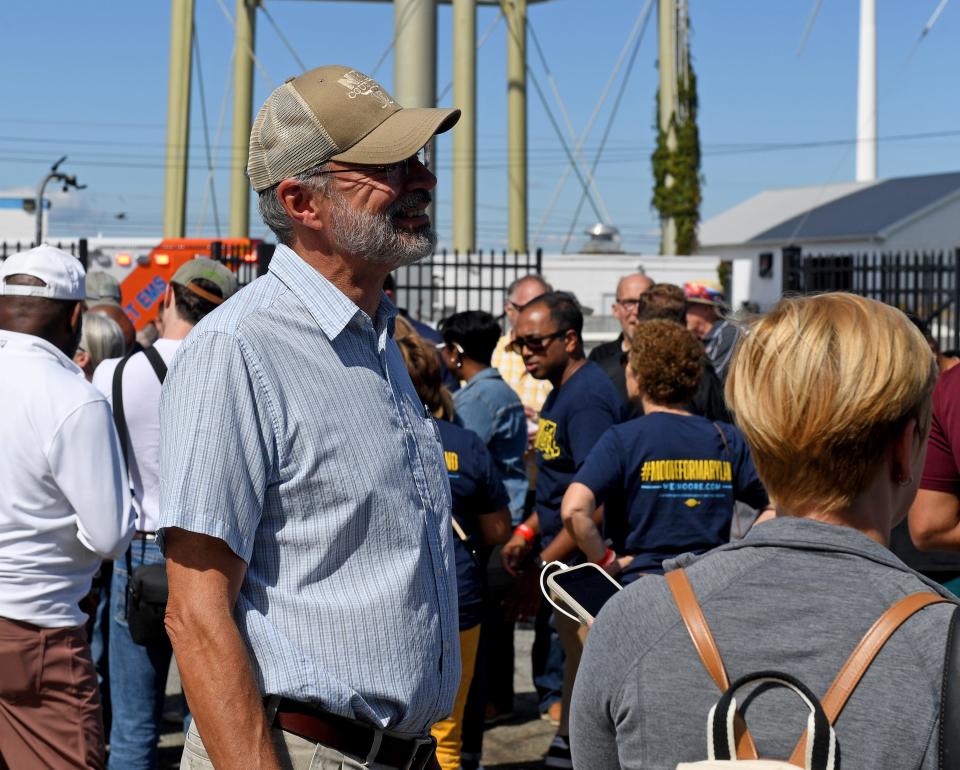 Andy Harris (R), 1st District incumbent, at the 45th Annual J. Millard Tawes Crab and Clam Bake Wednesday, Sept. 28, 2022, at Somers Cove Marina in Crisfield, Maryland.