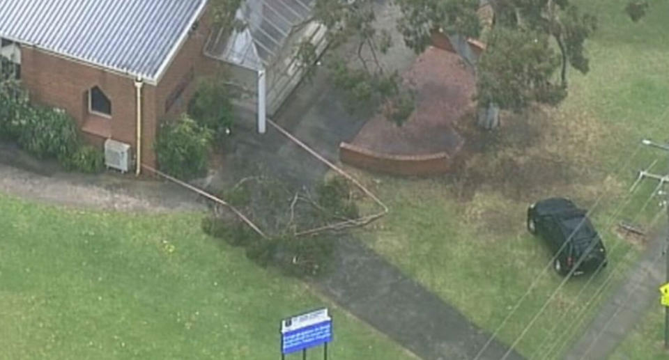 Melbourne church from above after tree branch falls on three girls.