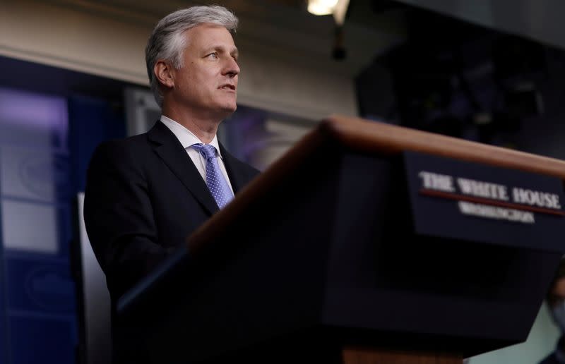 FILE PHOTO: National Security Advisor Robert O'Brien speaks during a press briefing at the White House