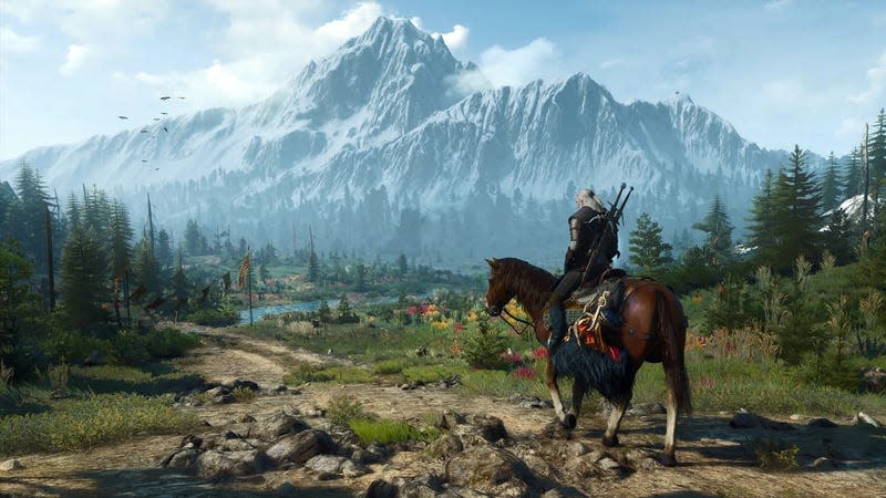 Geralt heads towards the mountains. 