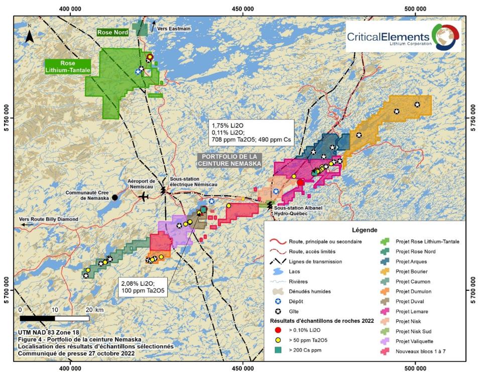 Critical Elements Lithium Corporation, Thursday, October 27, 2022, Press release picture