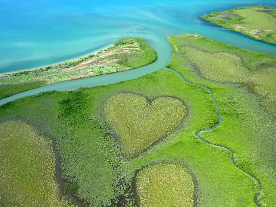 Flying over the lush ‘Heart of Voh’ formation is a standout only-in-New-Cal experience that will pump up your social media. Photo: Getty