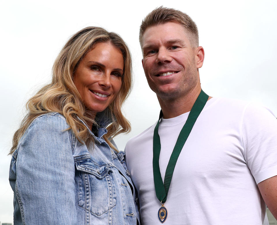 Candice Warner, pictured here with husband David.