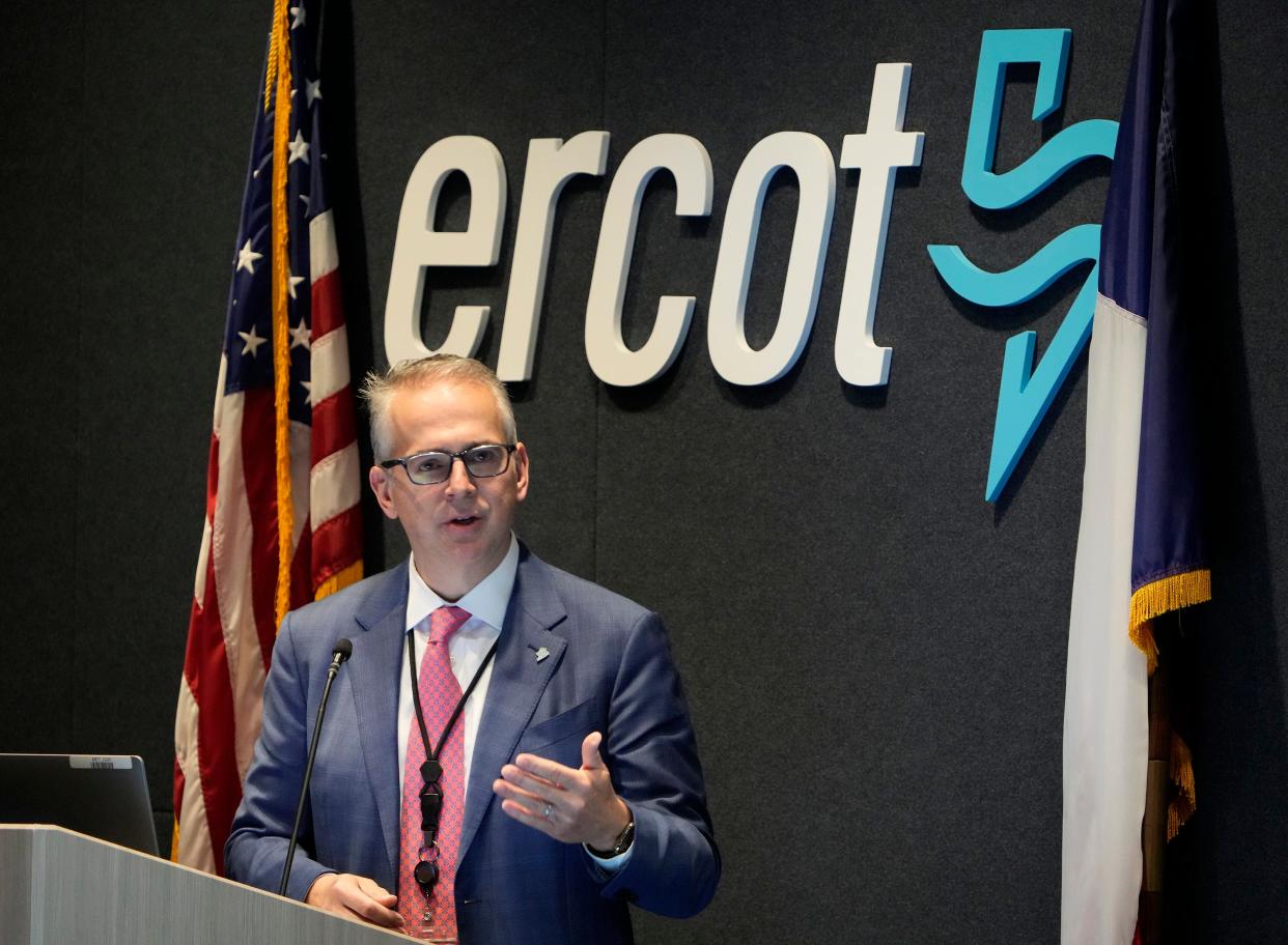 Electric Reliability Council of Texas CEO Pablo Vegas speaks at an ERCOT board meeting on Tuesday December 19, 2023.