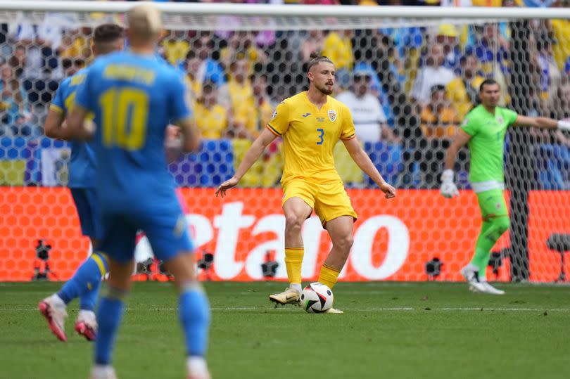 Radu Dragusin during the EURO 2024 Group E football match between Romania and Ukraine at Allianz Arena in Munich.