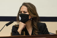 FILE - Rep. Veronica Escobar, D-Texas, listens during a House Committee on Armed Services Subcommittee on Military Personnel, hearing on Capitol Hill, March 16, 2021, in Washington. A year into the Joe Biden’s presidency, though, action on the immigration system has been hard to find and there is growing consternation privately among some in the party that the Biden administration can’t find the right balance on immigration. (AP Photo/Alex Brandon, File)