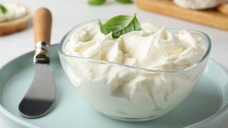 Bowl of cream cheese 