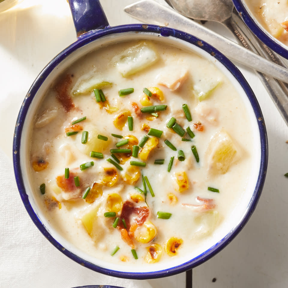 Clam Chowder with Broccoli Stems & Corn