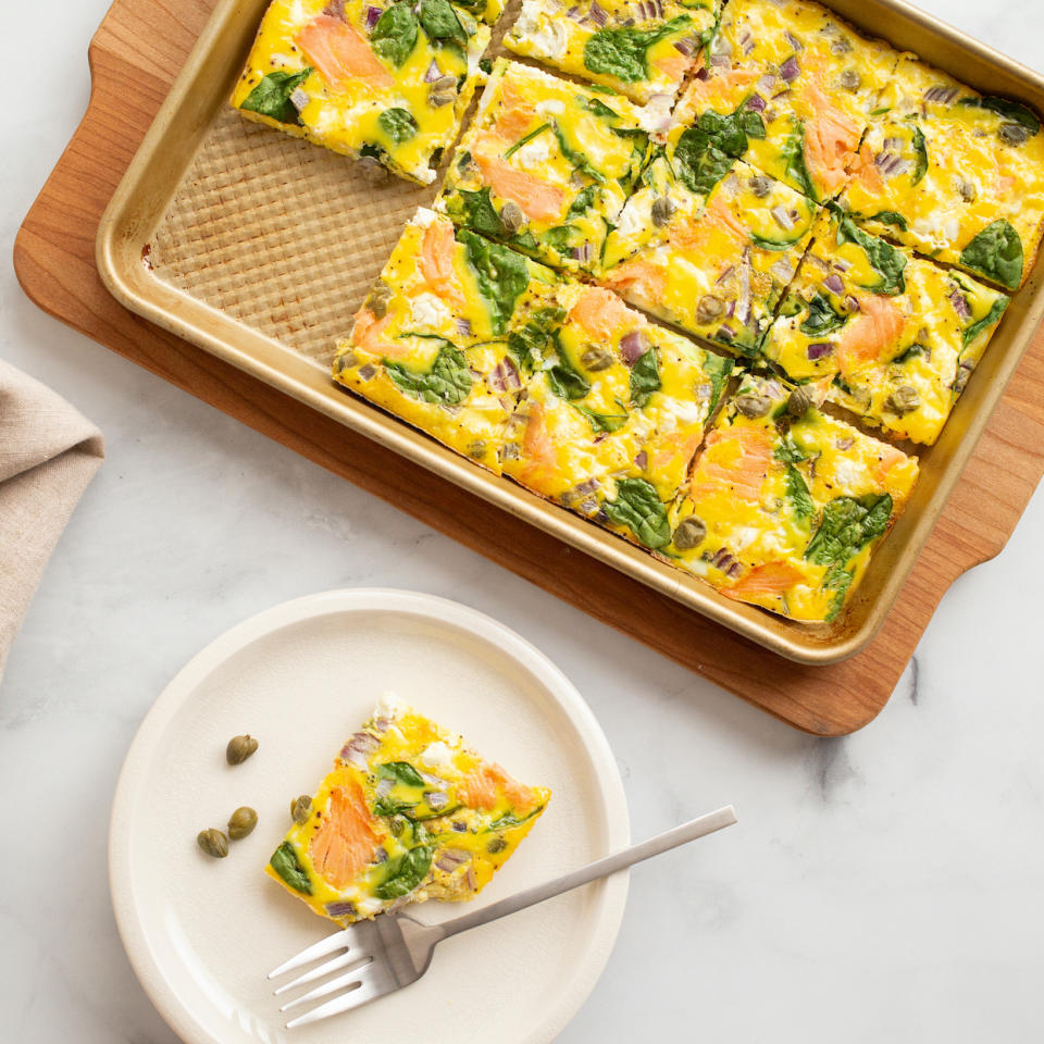 Smoked Salmon & Goat Cheese Sheet-Pan Eggs