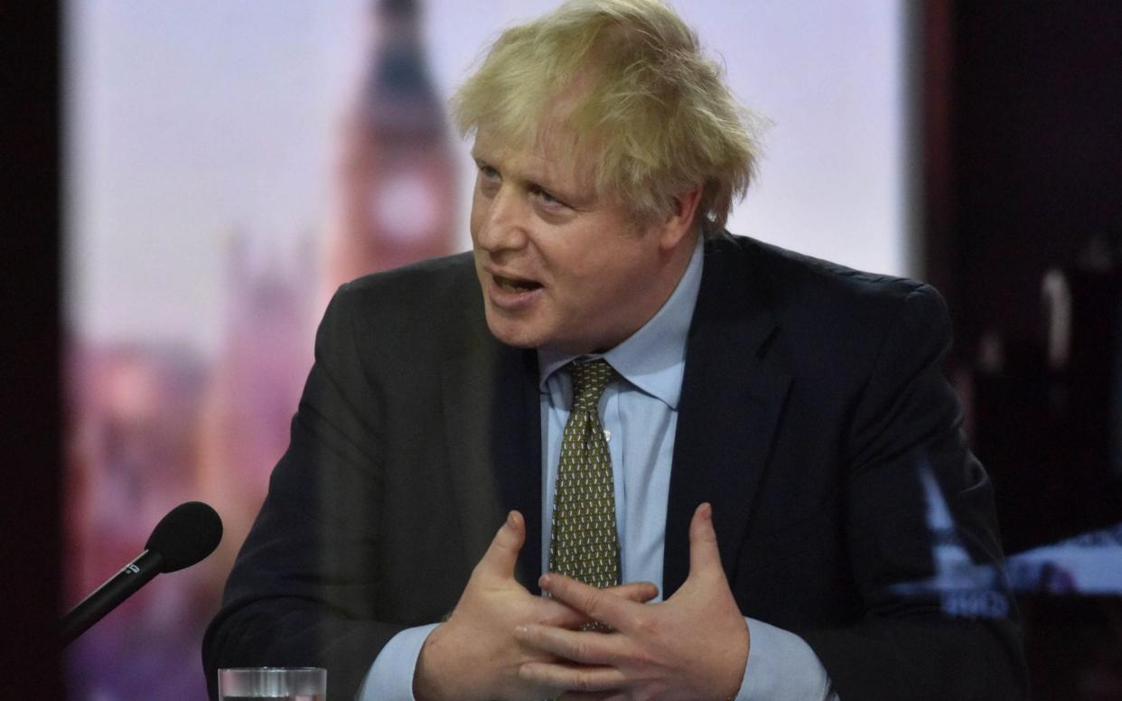 Boris Johnson speaking to the BBC's Andrew Marr - AFP