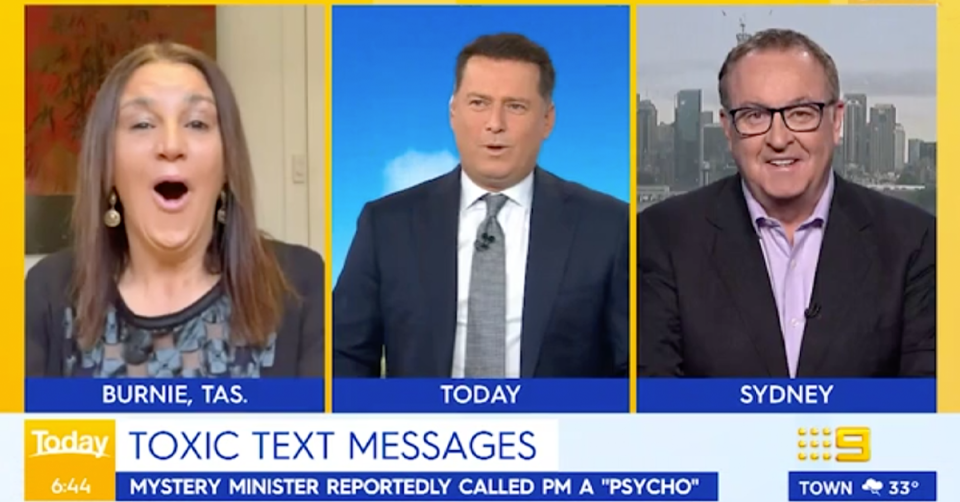 Tasmanian Senator Jacqui Lambie, Karl Stefanovic and 2GB radio host Chris Smith on Today.