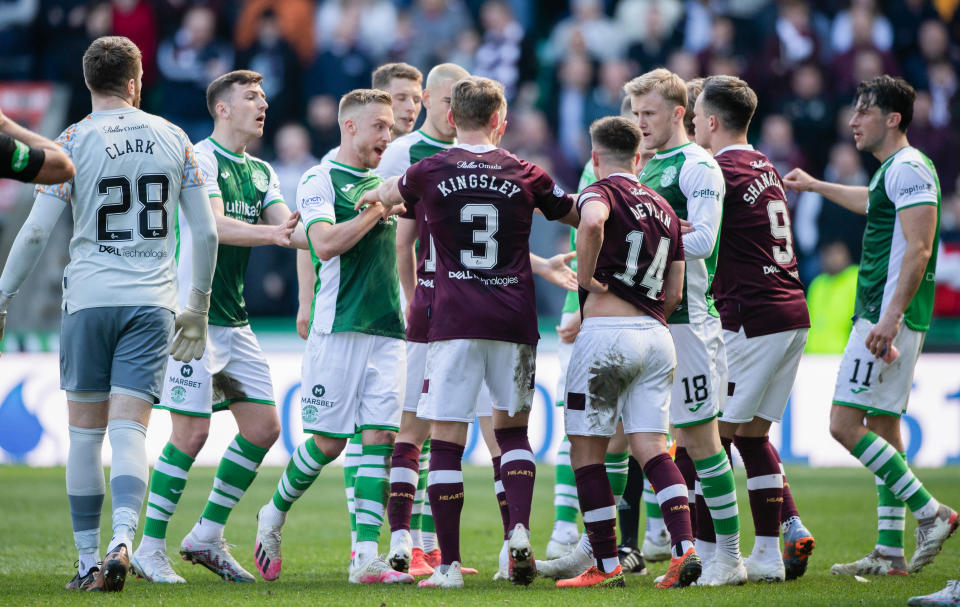 A second half goal from Kevin Nisbet saw the home side win as ten yellow cards were handed out at Easter Road.