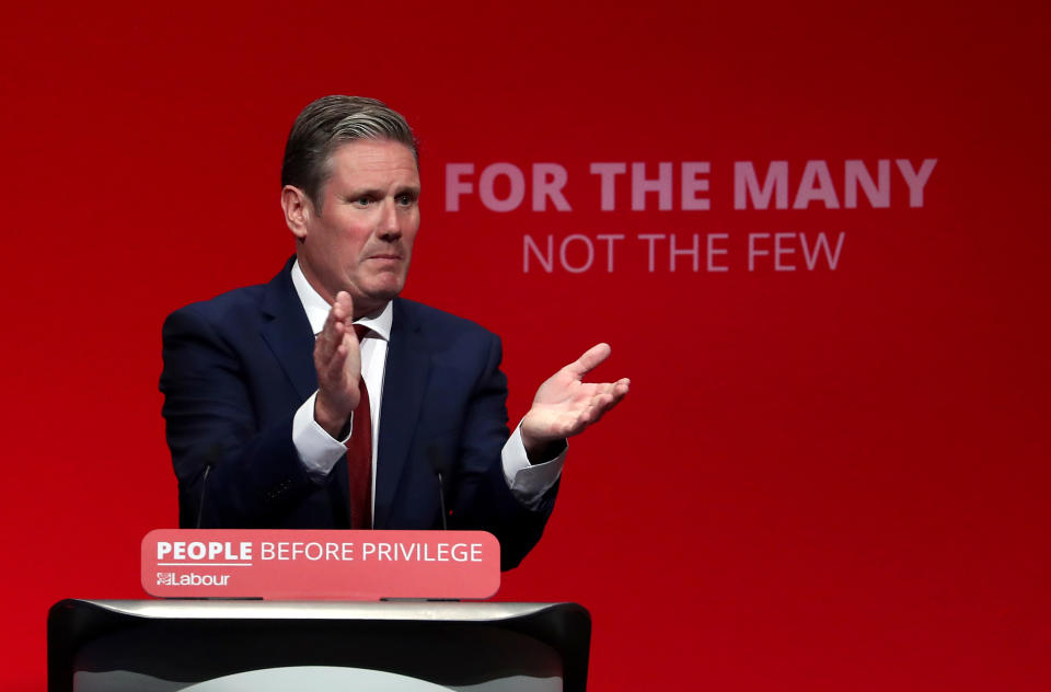 Shadow Brexit secretary Sir Keir Starmer delivers his speech during the Labour Party Conference at the Brighton Centre in Brighton.