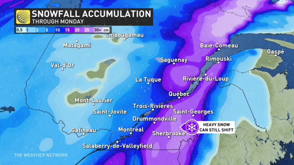 Quebec snowfall totals