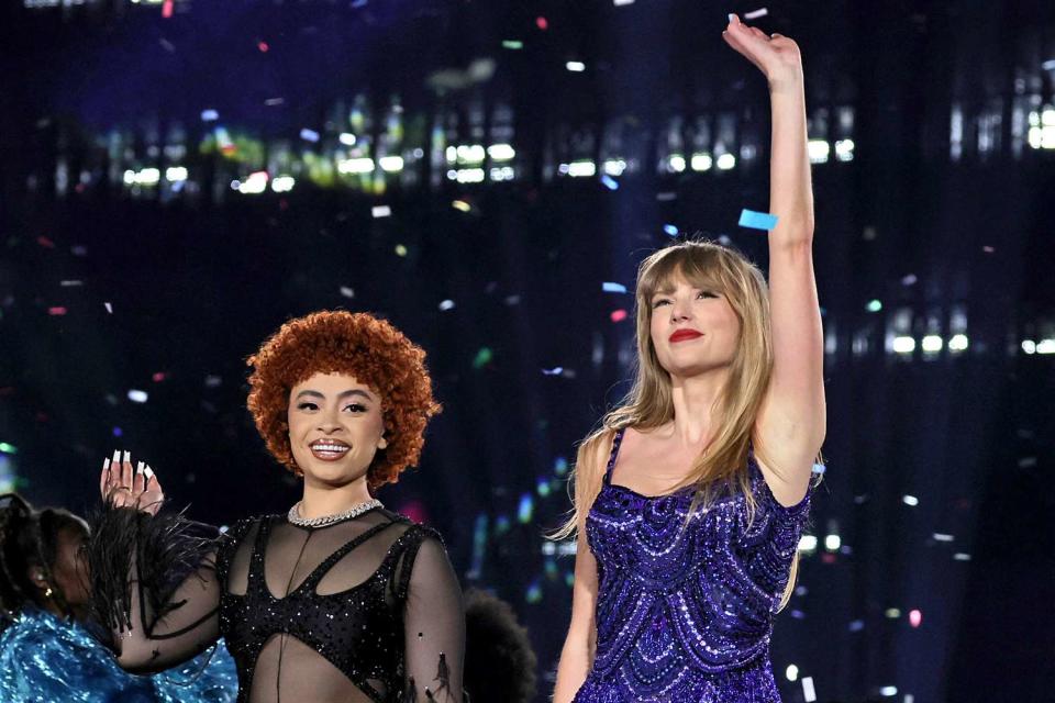 <p>Kevin Mazur/TAS23/Getty</p> Ice Spice and Taylor Swift