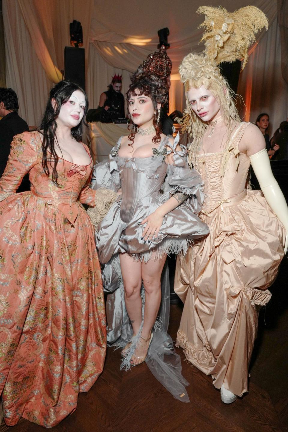 Ariana Papademetropoulos, Dilara Findikoglu and Bimini Bon Boulash attend the Dark Versailles Halloween Ball at The London EDITION (Dave Benett/Getty Images for The)