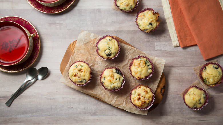 savory tomato muffins on table