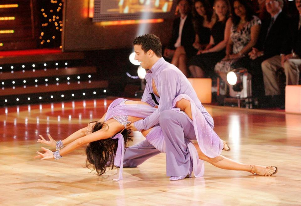 Kristi Yamaguchi and Mark Ballas perform a dance on the sixth season of Dancing with the Stars.