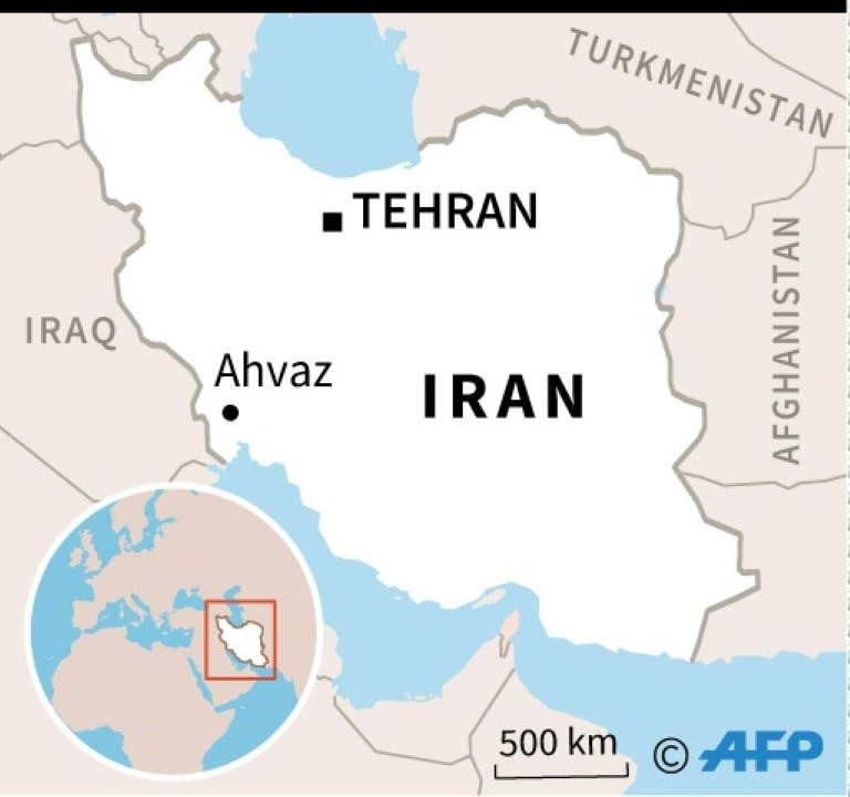 A map of Iran locating Ahvaz