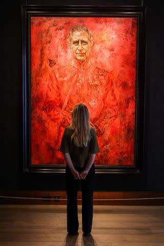 <p>Stringer/Anadolu via Getty</p> A visitor views King Charles' portrait by Jonathan Yeo at the Philip Mould Gallery in London on May 16, 2024.