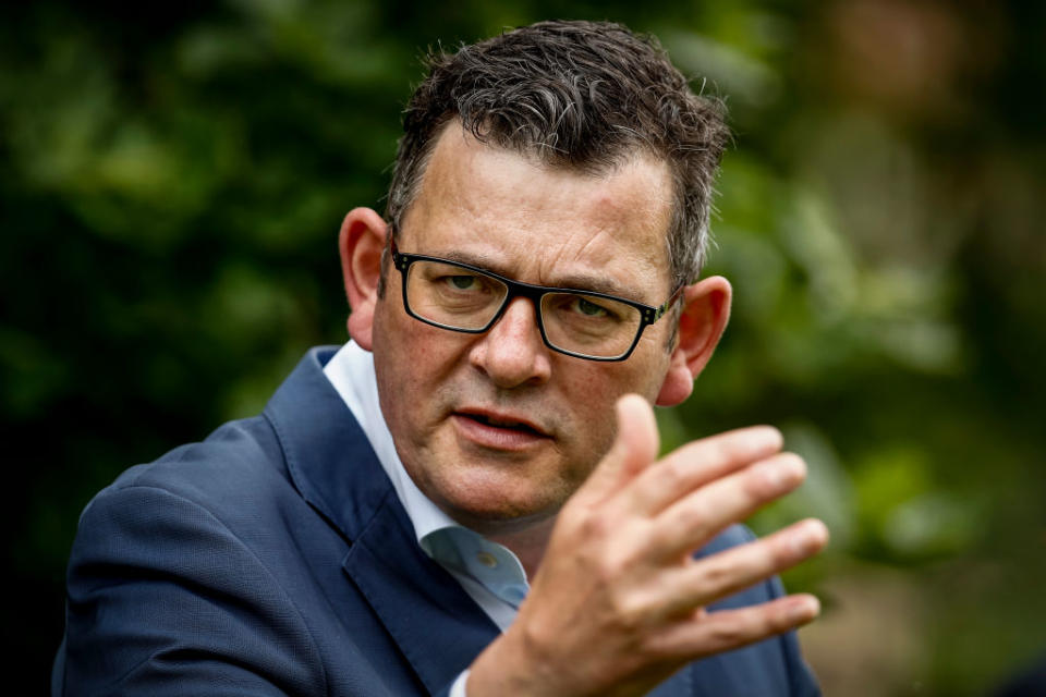 Victorian Premier Daniel Andrews speaks to the media at the daily press conference in Melbourne, Australia. 