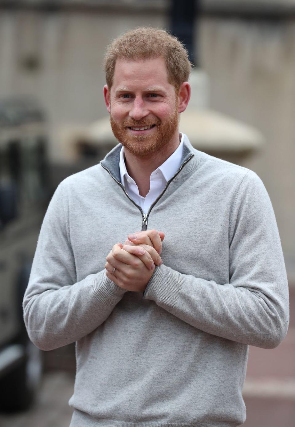 <p>Looking happier than ever, Prince Harry greets awaiting media with the news that he has welcomed <a href="https://www.harpersbazaar.com/celebrity/latest/a23801934/meghan-markle-prince-harry-royal-baby-news-due-date-name-gender-rumors/" rel="nofollow noopener" target="_blank" data-ylk="slk:his first son;elm:context_link;itc:0;sec:content-canvas" class="link ">his first son</a>. </p>