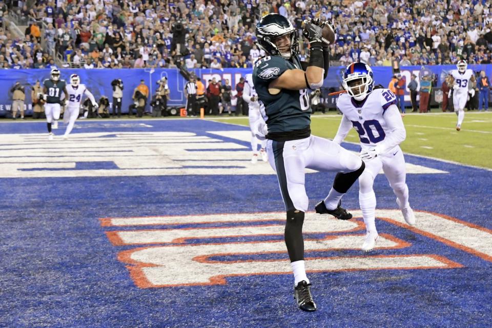 Zach Ertz continues to dominate at the tight end position. (AP Photo/Bill Kostroun)