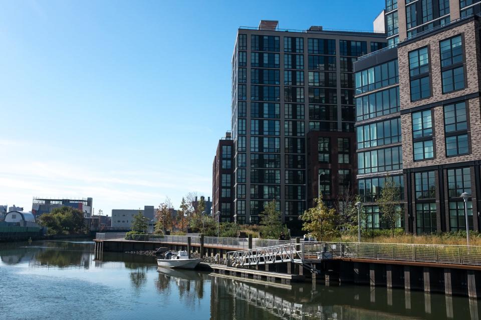 New York developers are planning thousands of housing units along the Gowanus Canal, a notoriously contaminated industrial area and waterway. <a href="https://www.gettyimages.com/detail/news-photo/general-view-of-the-gowanus-canal-and-a-new-residential-news-photo/876795968" rel="nofollow noopener" target="_blank" data-ylk="slk:Epics/Getty Images;elm:context_link;itc:0;sec:content-canvas" class="link ">Epics/Getty Images</a>