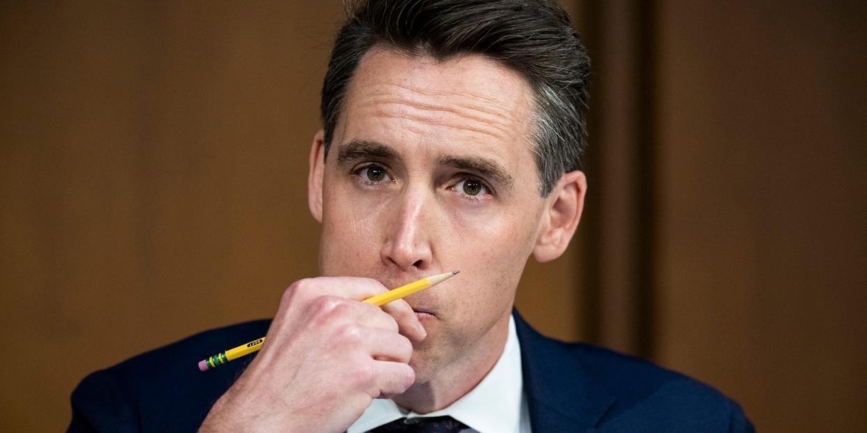 Republican Sen. Josh Hawley of Missouri at a hearing on Capitol Hill on August 4, 2022.