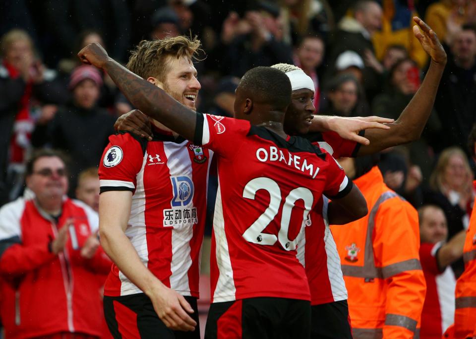 Southampton players celebrate their win over Aston Villa: Getty Images