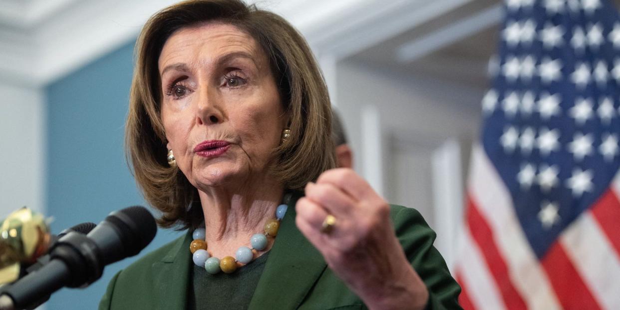 House Speaker Nancy Pelosi at a press conference on Capitol Hill on February 23, 2022.