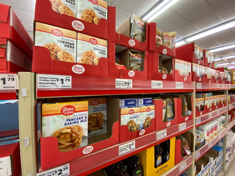 Save a lot baking products on a shelf in a box