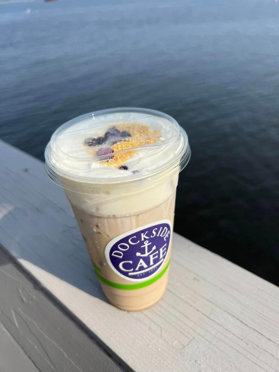 Try the new blueberry pie ice coffee at Dockside Cafe, 1 Ferry St., Fall River.