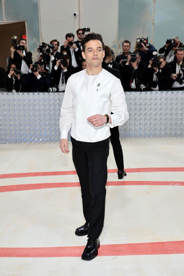 Rami Malek shows off his sleek look at the 2023 Met Gala.