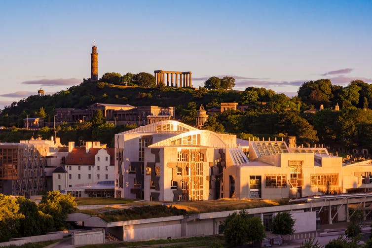 <span class="caption">Scottish parliament building, Edinburgh.</span> <span class="attribution"><a class="link " href="https://www.shutterstock.com/image-photo/scottish-parliament-building-sunrise-iconic-calton-468001376?src=XFWnT2AJ9m359T6JUTXmAw-1-4" rel="nofollow noopener" target="_blank" data-ylk="slk:Shutterstock;elm:context_link;itc:0;sec:content-canvas">Shutterstock</a></span>