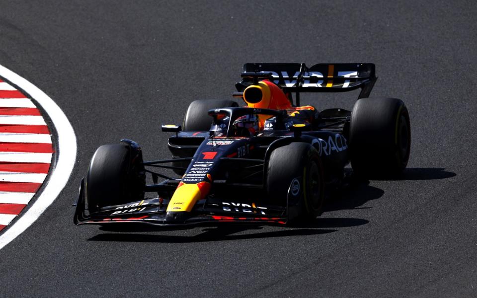 Max Verstappen of the Netherlands driving the (1) Oracle Red Bull Racing RB19 on track during the F1 Grand Prix of Hungary at Hungaroring on July 23, 2023 in Budapest, Hungar