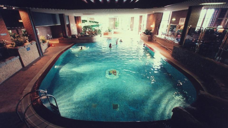 Large, modern indoor swimming pool where England's Princess Diana & Fergie, Duchess of York, once swam, at Craigendarroch Hotel nr. Balmoral estate.  