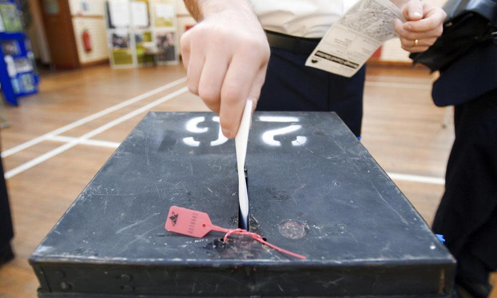 A voter casting his vote in Wandsworth.