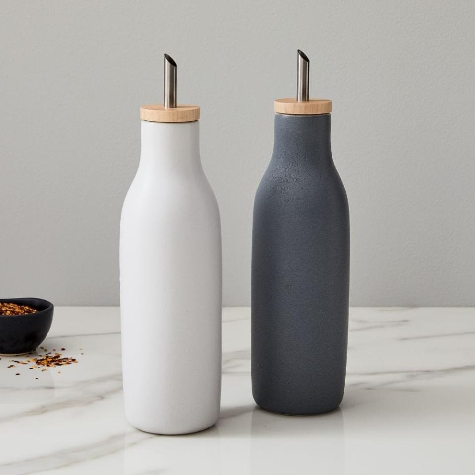 6) West Elm Kaloh Stoneware Oil & Vinegar Set