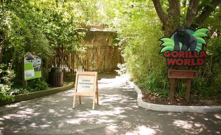 The entrance to the the Cincinnati Zoo's Gorilla World exhibit is closed, May 30, 2016. REUTERS/William Philpott