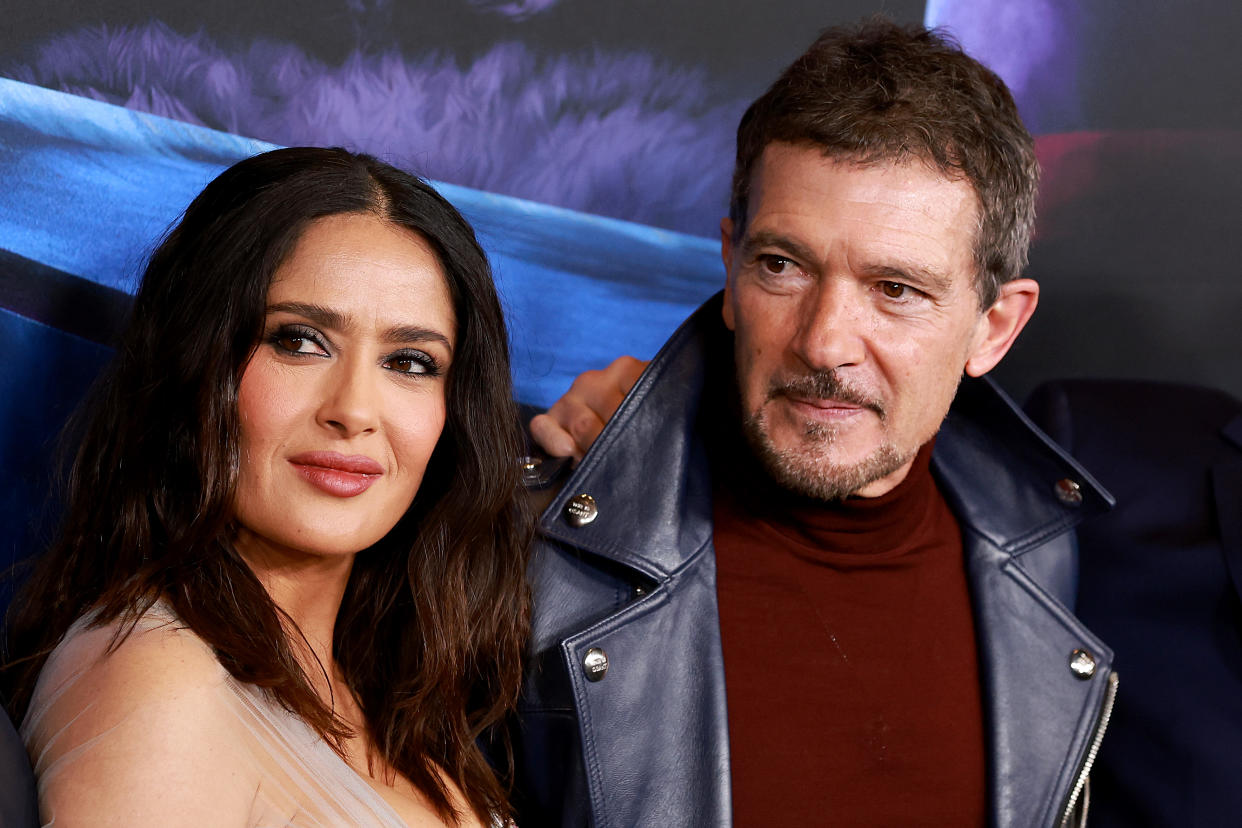 NEW YORK, NEW YORK - DECEMBER 13: Salma Hayek Pinault and 	Antonio Banderas attend the 