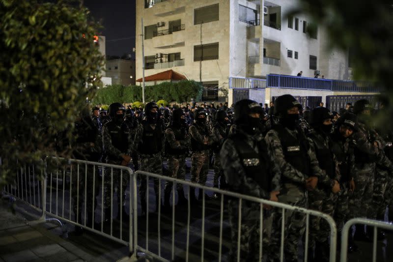 Protest in support of Palestinians in Gaza, near the Israeli embassy in Amman