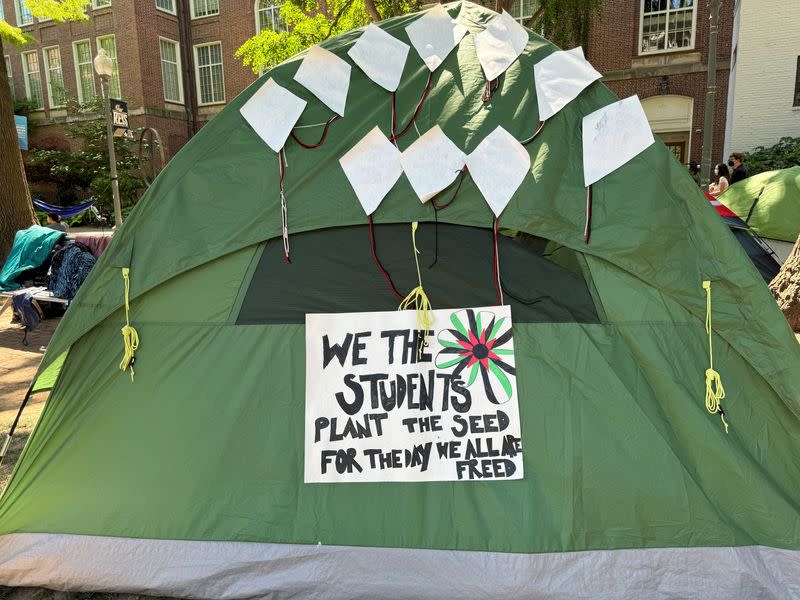 Activists and students hold protest encampment at George Washington University in Washington