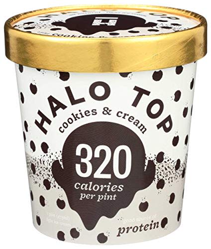 Halo Top Cookies and Cream Light Ice Cream, 16 Fluid Ounce -- 8 per case.