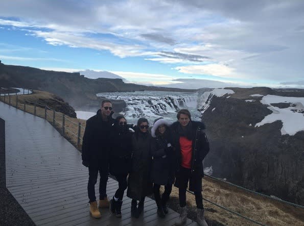 The crew arrived in Iceland on Sunday. While the getaway coincided with Kourtney’s big day, the destination might not have been her idea. E! News reported that West was there to film a music video. “ICELAND,” she captioned her first snapshot from the country.  