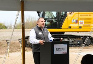 ODC Network CEO Travis Williams speaks at the groundbreaking ceremony for the Gentex Discovery Preschool.  The facility will be owned by Gentex and operated by the ODC Preschools division of the ODC Network. ODC Preschools provides nature-based childcare and early childhood education programming.  Children spend time outdoors each day, learning through active play and exploration.