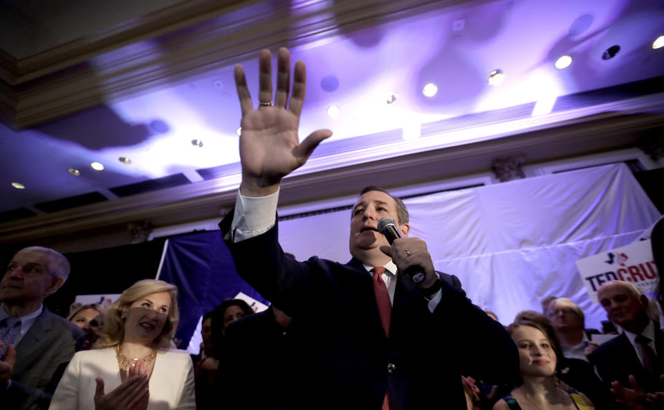 Sen. Ted Cruz, R-Texas, speaks during an election night victory party, Tuesday, Nov. 6, 2018, in Houston. (AP Photo/David J. Phillip)