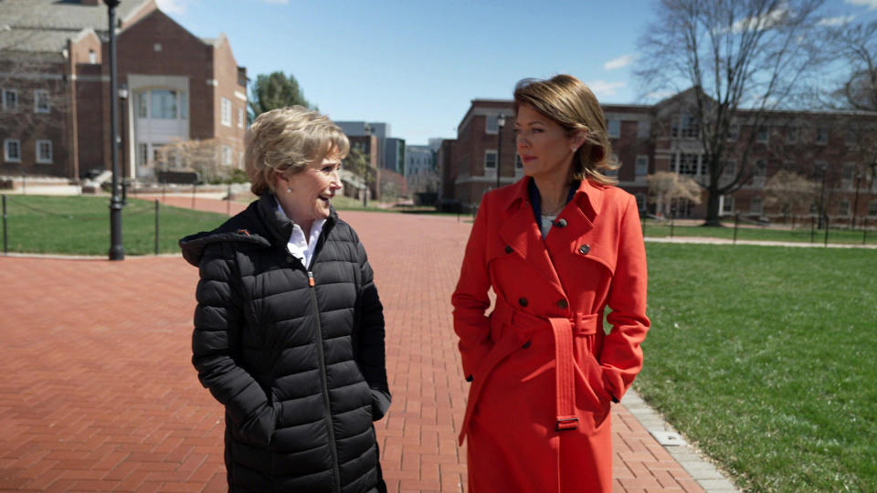 Valerie Biden Owens with CBS News' Norah O'Donnell on the campus of the University of Delaware in Newark, home of the Biden Institute.  / Credit: CBS News