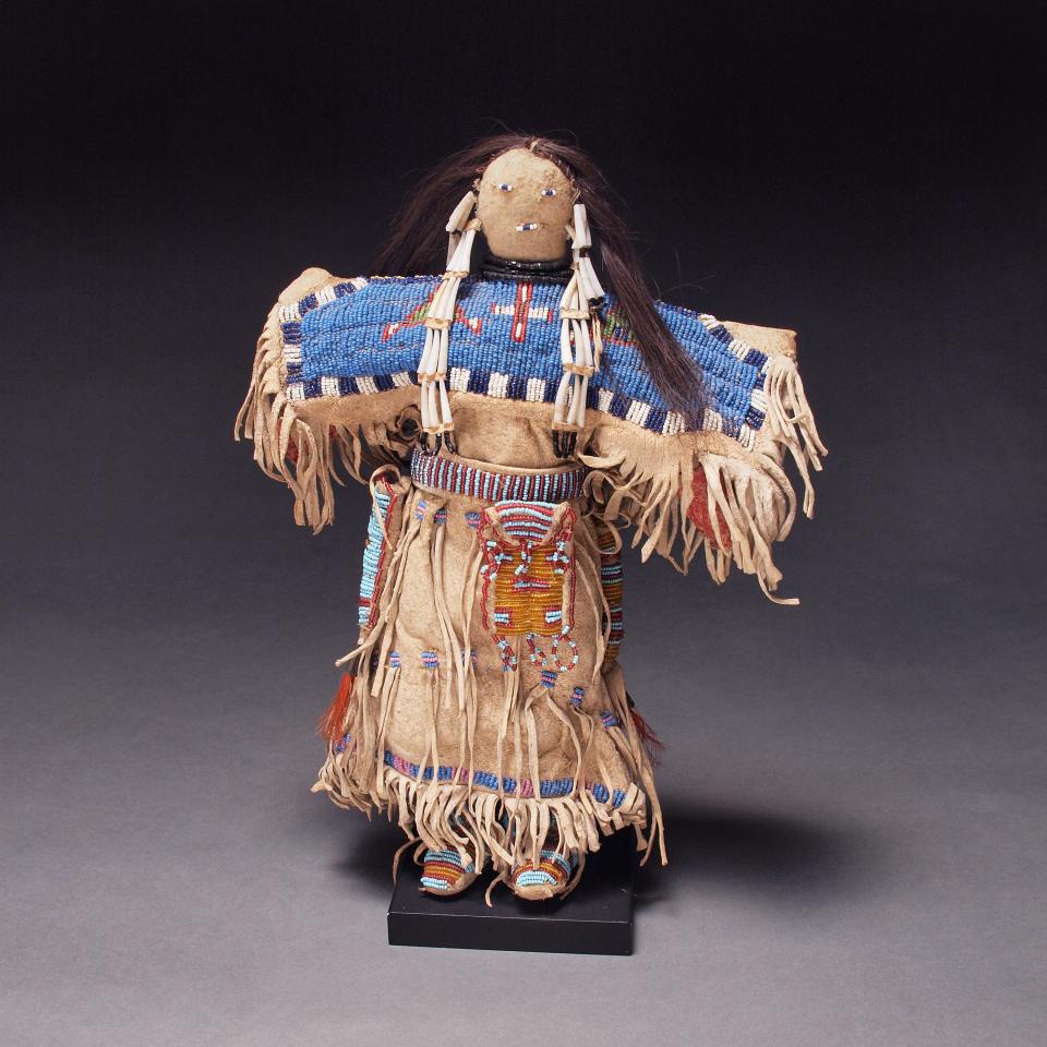 A beaded doll that will be part of the Shelburne Museum's collection at The Perry Center for Native American Art.